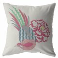 Palacedesigns 18 in. Peacock Indoor & Outdoor Throw Pillow Pink & White PA3093758